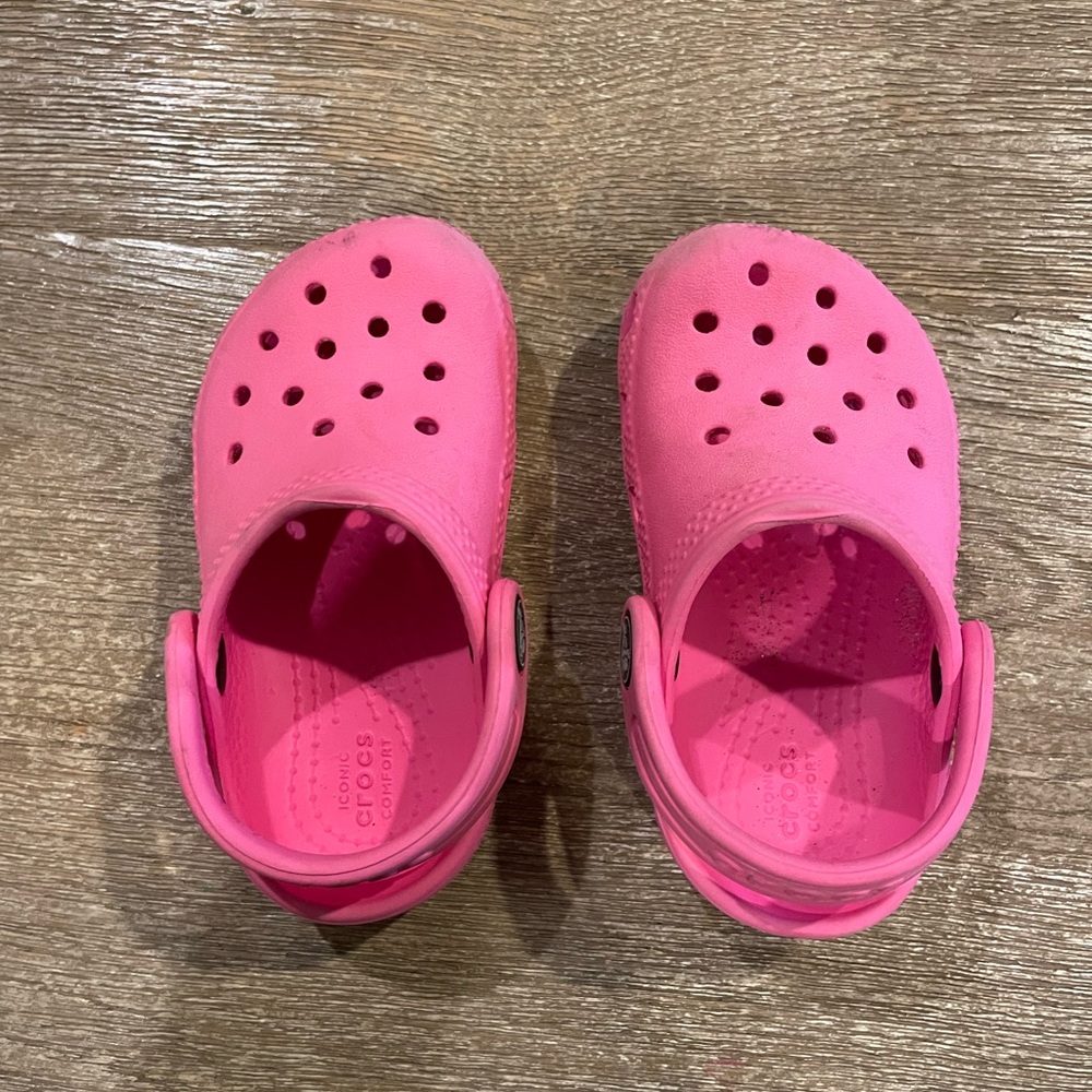 Hot pink toddler crocs